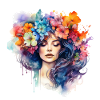 Aquarelle Fleur Femme