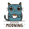 Chat café le matin