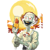 Halloween Creepy Clown Drinking