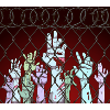 Zombie Hands Behind Fence