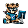Angry little teddy bear who is a developer.