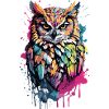 Owl Cool Colorful Feathers in This Design Bird