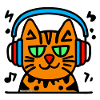 Cat wearing headphones doodle