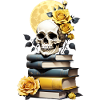 Bücherstapel mit Schädel