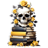 Bücherstapel mit Schädel