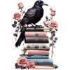 Bücherstapel mit Rabe