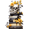 Bücherstapel mit Schädel