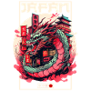 Tokyo Asia 80s Japanese Retro Dragon Dragon