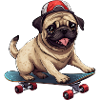 Skateboard Pug: Dynamic Dog et