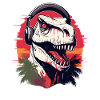 Dinosaure avec des écouteurs