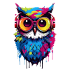 Bunte Eule mit Kopfhörer