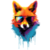 Bunter Fuchs mit Sonnenbrille