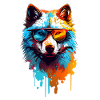 Bunter Wolf mit Sonnenbrille