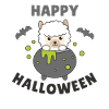 Alpaca Happy Halloween cauldron bat