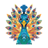 Pfauenbunte Aquarell-Tierillustration