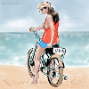 Frau auf dem Moped