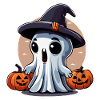Little Ghost with Pumpkins