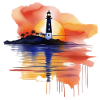 Ein Aquarell-Leuchtturm-Szene