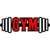 Red text 'GYM' gym gym emblem