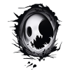 ghost emerging from a hole