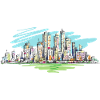 Stadt Skyline bunt