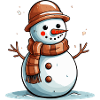 Snowman with brown scarf