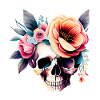Bloom skull, flowers.