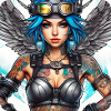 Cooler Cyberpunk Engel mit Kopfhörer