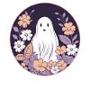 Halloween Groovy Ghost Hippie Fleurs Vintage