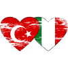 Turquie Italie drapeau coeur utilisé