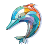 Delphin Bunte Aquarell-Tierillustration