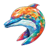 Delphin Bunte Aquarell-Tierillustration
