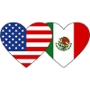 USA Meksiko Flag Heart