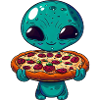 Alien Pizza Enjoyment: Alien Fast Food Fan