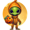 Alien & Pumpkin: Halloween Sunset