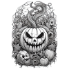 scary pumpkin with friends