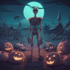 lonely skeleton during halloween