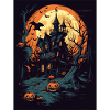 Spukhaus mit Halloween-Kürbissen