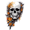Totenkopf mit Blumen