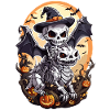 Skelett reitet Drachen