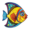 Flunderfisch Bunte Aquarell-Tierkarikatur
