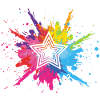 Weißer Stern und mehrfarbige Explosion