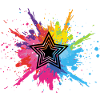 Schwarzer Stern und mehrfarbige Explosion