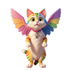 Rainbow cat with wings