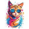 Bunte Katze mit Sonnenbrille