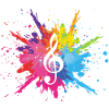 Musik und mehrfarbige Explosion (weiß)