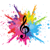 Musik und mehrfarbige Explosion (schwarz)