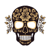 schwarzer Totenkopf mit Blumenmuster
