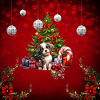 Sweet puppy with Christmas tree
