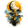 Abstract Moon Over City
